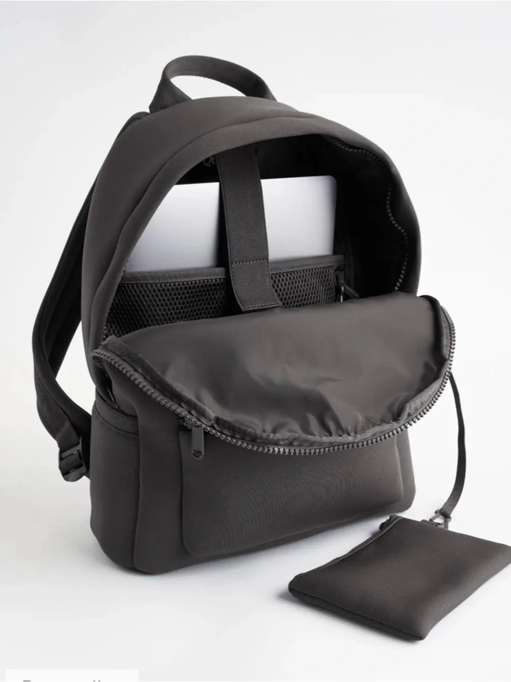 Unisex Black Everyday Backpack - Classic Minimal Design Quince Neoprene